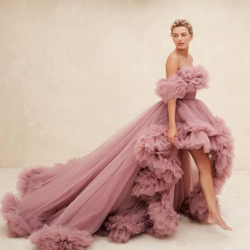 High Low Tulle Prom Dress Off Shoulder Puffy Long Ball Gown 2026 Ruffles Formal Evening Dresses in Saudi Arabia