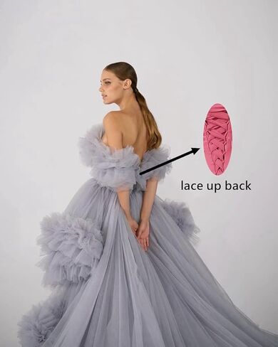High Low Tulle Prom Dress Off Shoulder Puffy Long Ball Gown 2026 Ruffles Formal Evening Dresses in Saudi Arabia