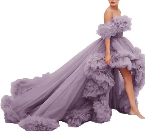 High Low Tulle Prom Dress Off Shoulder Puffy Long Ball Gown 2026 Ruffles Formal Evening Dresses in Saudi Arabia