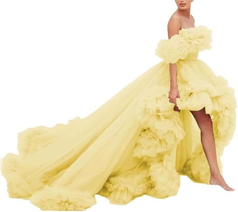 High Low Tulle Prom Dress Off Shoulder Puffy Long Ball Gown 2026 Ruffles Formal Evening Dresses in Saudi Arabia