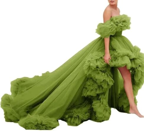 High Low Tulle Prom Dress Off Shoulder Puffy Long Ball Gown 2026 Ruffles Formal Evening Dresses in Saudi Arabia