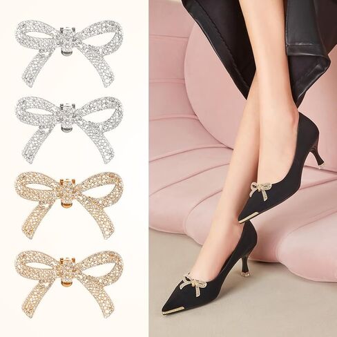2 Pairs Shoe Clips for Women Dress Shoes,Detachable Rhinestone Bow Shoe-Clips,Heels Accessories Fashion Bridal Wedding Shoe Jewelry Clips Charms Shoes Jewelry Decoration in Kuwait