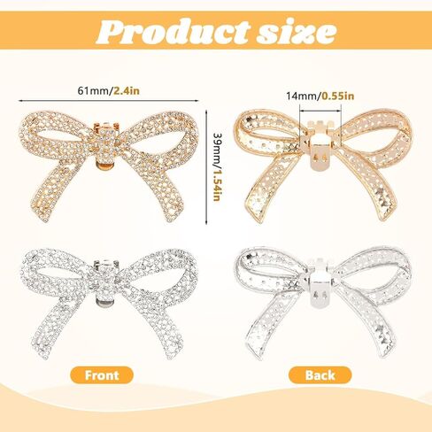 2 Pairs Shoe Clips for Women Dress Shoes,Detachable Rhinestone Bow Shoe-Clips,Heels Accessories Fashion Bridal Wedding Shoe Jewelry Clips Charms Shoes Jewelry Decoration in Kuwait