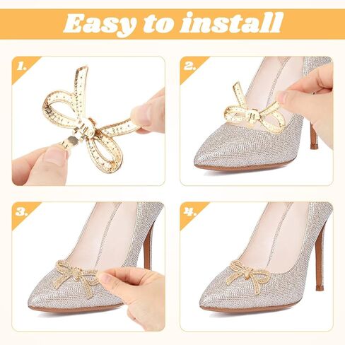 2 Pairs Shoe Clips for Women Dress Shoes,Detachable Rhinestone Bow Shoe-Clips,Heels Accessories Fashion Bridal Wedding Shoe Jewelry Clips Charms Shoes Jewelry Decoration in Kuwait