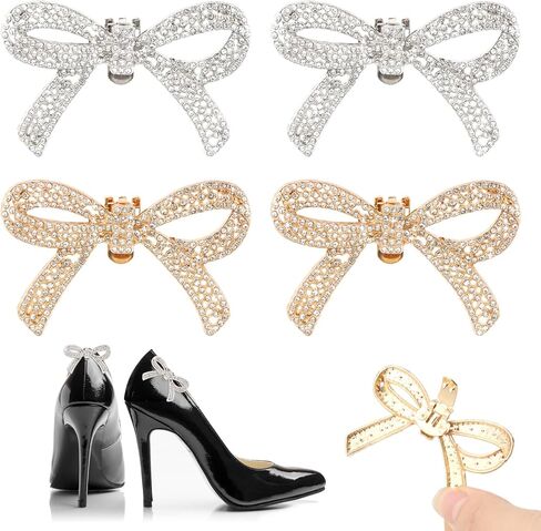 2 Pairs Shoe Clips for Women Dress Shoes,Detachable Rhinestone Bow Shoe-Clips,Heels Accessories Fashion Bridal Wedding Shoe Jewelry Clips Charms Shoes Jewelry Decoration in Kuwait