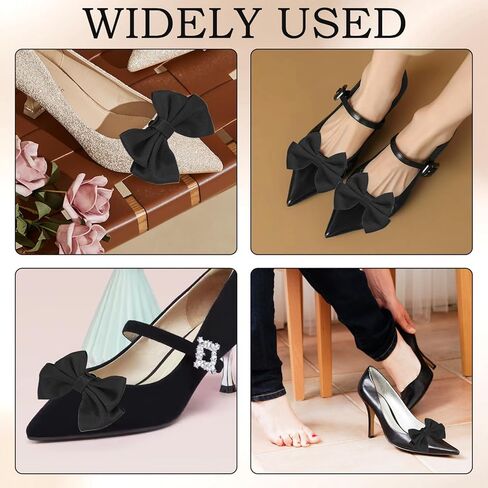 2Pcs Detachable Black Bow Shoe Clips for Women Dress Shoes, Decorative Shoe Clips Decorations Supplies Black Bow Shoes Accessories for Wedding Party in Saudi Arabia
