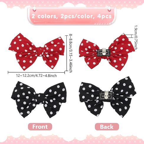 PH PandaHall 4pcs Bow Shoe Clips 2 Colors Dots Shoes Buckles Bowknot Shoe Buckle Clip Detachable Shoe Charms Black Shoe Buckle Decorative for Woman Heels Flats Pumps Party Accessorie 4.7 Inch Wide in Saudi Arabia