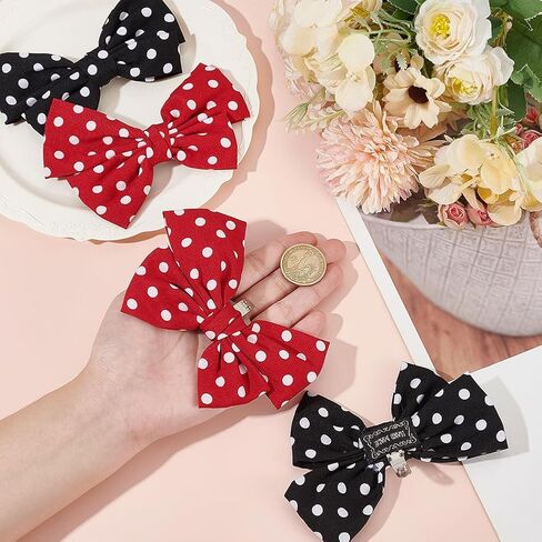 PH PandaHall 4pcs Bow Shoe Clips 2 Colors Dots Shoes Buckles Bowknot Shoe Buckle Clip Detachable Shoe Charms Black Shoe Buckle Decorative for Woman Heels Flats Pumps Party Accessorie 4.7 Inch Wide in Saudi Arabia
