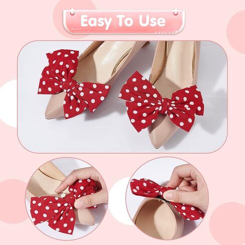 PH PandaHall 4pcs Bow Shoe Clips 2 Colors Dots Shoes Buckles Bowknot Shoe Buckle Clip Detachable Shoe Charms Black Shoe Buckle Decorative for Woman Heels Flats Pumps Party Accessorie 4.7 Inch Wide in Saudi Arabia