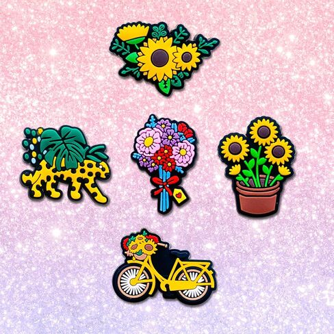 25 قطعة من Joivoritow لتزيين أحذية الربيع لصنادل Clog Clog، إكسسوارات أحذية على شكل فراشة زهرة وحيوانات طبيعة ساحرة لهدايا حفلات الأطفال in Kuwait