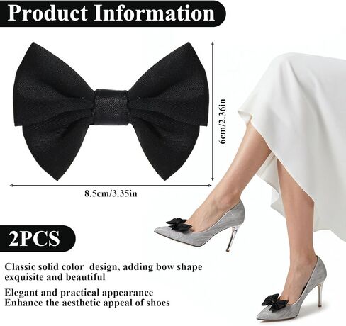 TIESOME 2Pcs Elegant Bow Shoe Clips Charms for Women, Black Satin Bow Shoe Buckle Clips, Detachable Shoe Clips for Women Girls Sandals Flats Pumps Wedding Party Shoe Accessories in Saudi Arabia