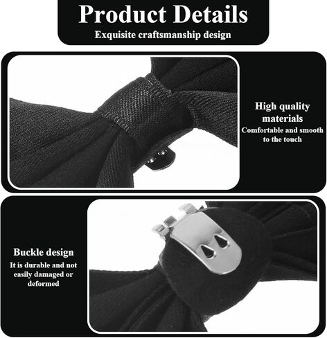 TIESOME 2Pcs Elegant Bow Shoe Clips Charms for Women, Black Satin Bow Shoe Buckle Clips, Detachable Shoe Clips for Women Girls Sandals Flats Pumps Wedding Party Shoe Accessories in Saudi Arabia