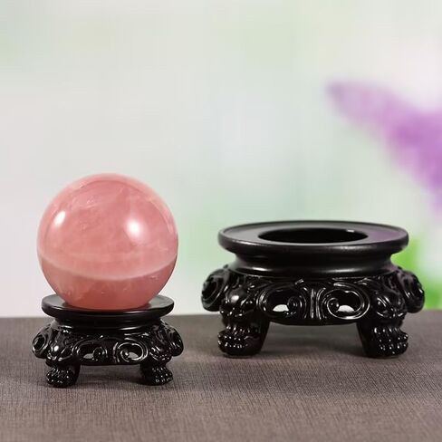 2Pcs Black Wooden Display Stand for Crystal Sphere Quartz Ball Holder Hollow Wood Stand Base for Crystal Ball Sphere Globe Stone Decoration Display Pedestals Home Decor,Crystal Ball Stand，Sphere Holder in Saudi Arabia