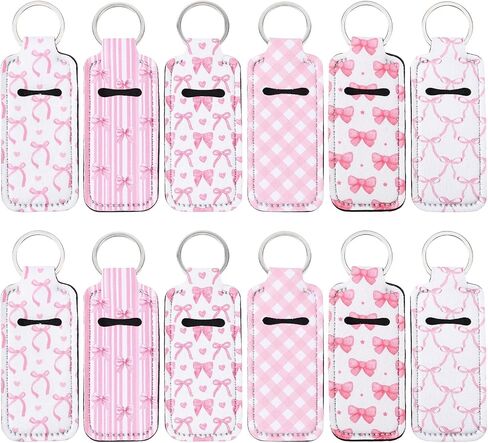 12 Pcs Lipstick Holder Keychain Cute Portable Lip Balm Keychain Holder Clip-on Sleeve Pouch Women Pocket Bag Accessories for Women Lip Gloss Sleeve Pouch in Saudi Arabia