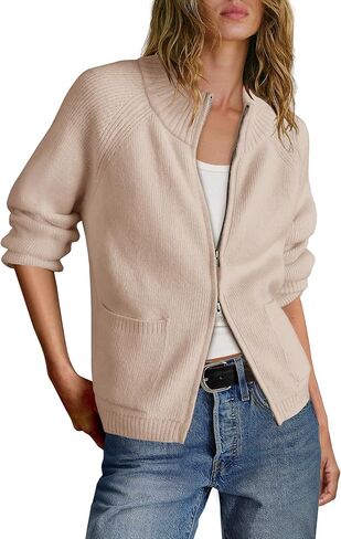Yanekop Womens Zip Up Sweaters Long Sleeve Chunky Knit Cardigan Sweater Jackets Fall Outerwear Coats with Pockets 2025 in Saudi Arabia