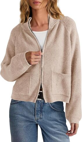 Yanekop Womens Zip Up Sweaters Long Sleeve Chunky Knit Cardigan Sweater Jackets Fall Outerwear Coats with Pockets 2025 in Saudi Arabia