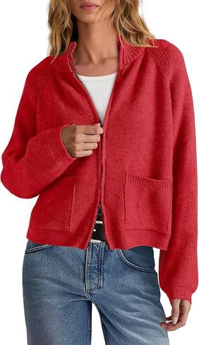 Yanekop Womens Zip Up Sweaters Long Sleeve Chunky Knit Cardigan Sweater Jackets Fall Outerwear Coats with Pockets 2025 in Saudi Arabia