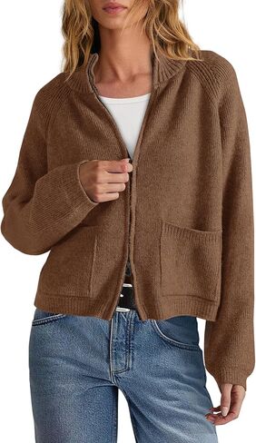 Yanekop Womens Zip Up Sweaters Long Sleeve Chunky Knit Cardigan Sweater Jackets Fall Outerwear Coats with Pockets 2025 in Saudi Arabia