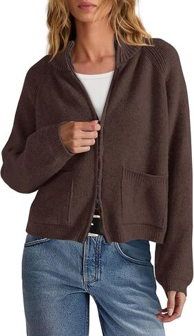 Yanekop Womens Zip Up Sweaters Long Sleeve Chunky Knit Cardigan Sweater Jackets Fall Outerwear Coats with Pockets 2025 in Saudi Arabia