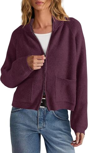 Yanekop Womens Zip Up Sweaters Long Sleeve Chunky Knit Cardigan Sweater Jackets Fall Outerwear Coats with Pockets 2025 in Saudi Arabia
