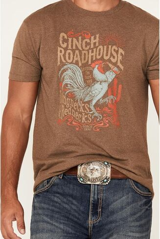 Cinch Men's Roadhouse Rooster Short Sleeve Graphic T-Shirt - MTT1690638 Medium US Brown in Saudi Arabia