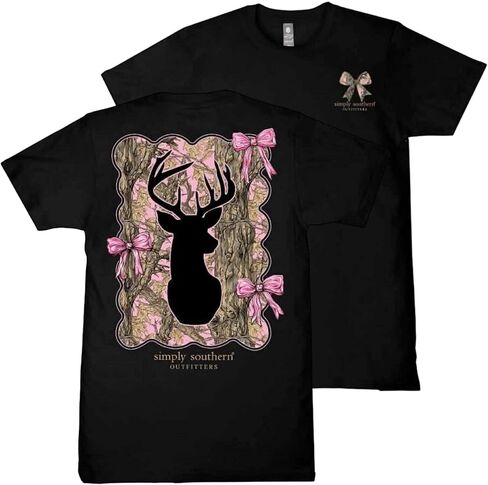 Simply Southern Camo Deer - Pink Bows - Adult T-Shirt in Saudi Arabia