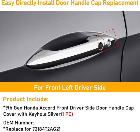 Front Door Handle End Bezel Cover w/Key Hole Compatible with Honda Accord 2013-2017,Clarity 2016-2019,1PC Front Left Driver Side Door Handle Cap Replacement for 72184T2AG21,Chromed in Saudi Arabia