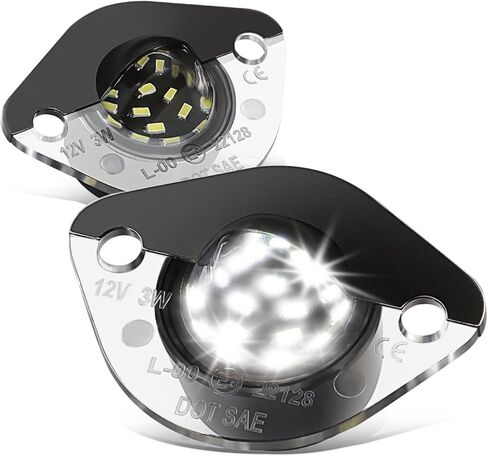 Auto Dynasty License Plate Light Compatible with 1994-2004 Ford Mustang, Rear Full White 18 SMD LED License Plate Lamps, Pair, Black Housing Clear Lens in Saudi Arabia