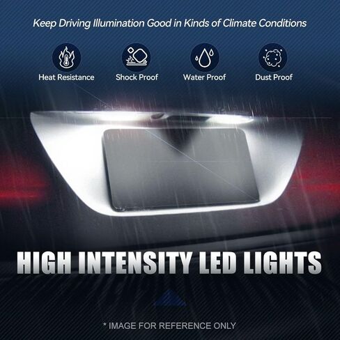 Auto Dynasty License Plate Light Compatible with 1994-2004 Ford Mustang, Rear Full White 18 SMD LED License Plate Lamps, Pair, Black Housing Clear Lens in Saudi Arabia