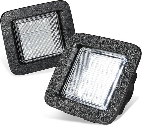 Auto Dynasty License Plate Light Compatible with 1994-2004 Ford Mustang, Rear Full White 18 SMD LED License Plate Lamps, Pair, Black Housing Clear Lens in Saudi Arabia