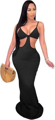 BYDIVA Mermaid Long Maxi Dress-Hollow Out Bodycon Dress Party Beach Evening in Saudi Arabia