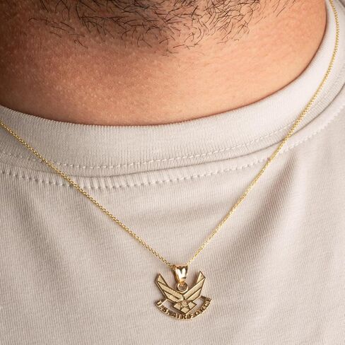 10K & 14K United States Air Force Emblem Officially Licensed Pendant Necklace Available in Yellow, White or Rose Gold in Saudi Arabia
