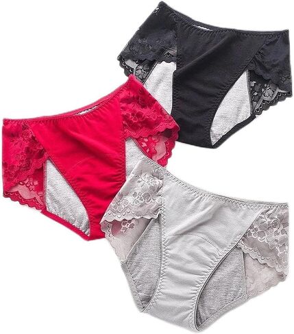 Womens Underwear Briefs Pack,Women's High Waisted Lace Nylon Underwear,Breathable Soft Cozy, Stretch Design Assorted Color,3 Pack,L in Saudi Arabia