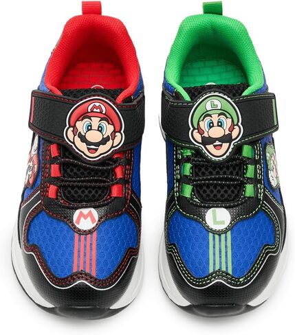 Ground Up Boy's Mario and Luigi Lighted Athletic (Little Kid) Sneaker, Red/Blue, 1 in Saudi Arabia