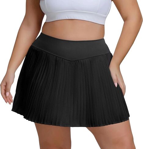 Women's Plus Size Pleated Tennis Skirts with Shorts High Waisted Athletic Golf Skorts Mini Skirt with Pockets in Saudi Arabia
