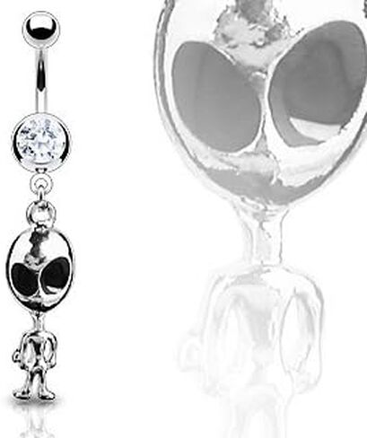 Cute Alien with Big Head Dangle Belly Button Navel Ring in Saudi Arabia
