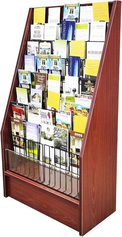 FixtureDisplays® Literature Rack Brochure Holder Leaflet Coupon Stand Greeting Card Rack 9 Tier 45 Facing Travel Information Kiosk 1453 RED-NPF in Saudi Arabia