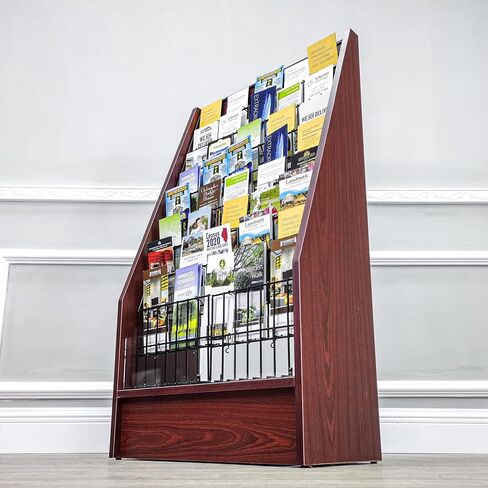 FixtureDisplays® Literature Rack Brochure Holder Leaflet Coupon Stand Greeting Card Rack 9 Tier 45 Facing Travel Information Kiosk 1453 RED-NPF in Saudi Arabia