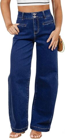 Eytino Women's Plus Size Jeans High Waisted Straight Leg Stretchy Jeans Trendy Casual Loose Denim Pants with Pockets(1X-5X) in Saudi Arabia