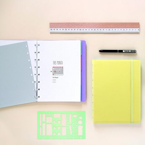 Filofax Refillable Notebook, A5 Size, Classic Pastels Collection, Dotted Paper, 8.25" x 5.75", Lemon (B115082U) in Saudi Arabia
