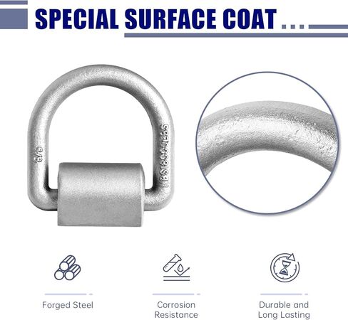 5/8" Heavy Duty Forged Steel D-Ring, 18,000lbs Tie Down Anchor with Welding Clips for Trucks, Trailers, Riding Mowers, ATV, etc, 12-Pack in Kuwait