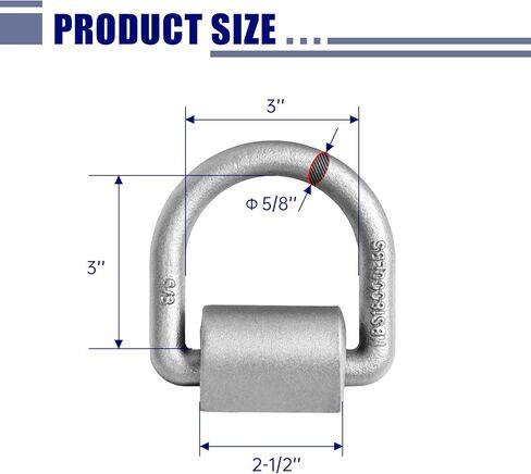 5/8" Heavy Duty Forged Steel D-Ring, 18,000lbs Tie Down Anchor with Welding Clips for Trucks, Trailers, Riding Mowers, ATV, etc, 12-Pack in Kuwait