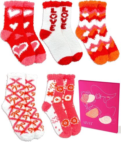 Buttery Soft Fuzzy Socks for Women Girls, Christmas Gifts Stocking Stuffers, Cozy Fluffy Warm Thick Winter Plush Home Sleeping Slipper Socks 5 Pairs in Saudi Arabia