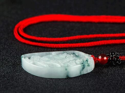 A Pair China Natural Green Jade A Jadeite Dragon Phoenix Amulet Pendant (Heart White & Green) in Saudi Arabia