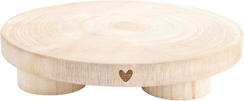 Santa Barbara Design Studio Wood Pedestal - Round Display Stand with Engraved Heart, 12", Brown in Saudi Arabia