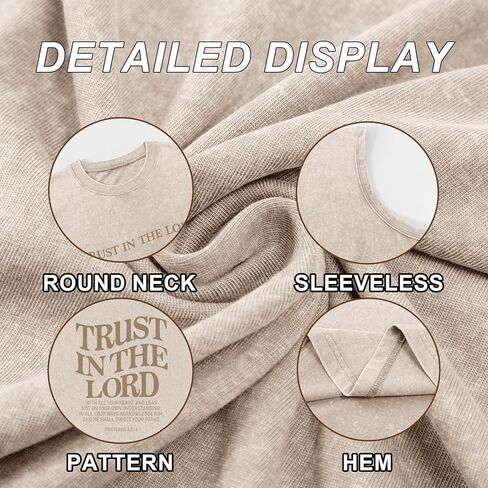 Mens Christian Tank Tops Trust in The Lord God Jesus Religious Faith Bible Verse Shirts Graphic Acid Wash Gym Tees in Saudi Arabia