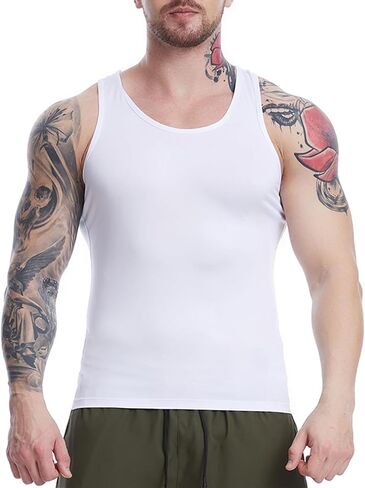 Men's Active Tank Top Muscle Tight Fit Workout Running Athletic Sleeveless T-Shirt in Saudi Arabia