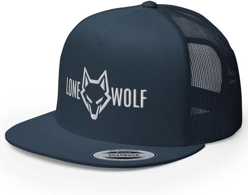 Lone Wolf Premium Trucker Hat Flat Bill High Crown Adjustable Cap in Saudi Arabia