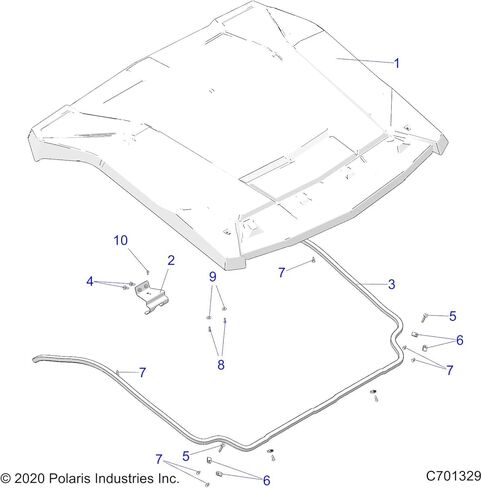 Polaris Ranger Roof Seal, Poly, XOVR, Genuine OEM Part 5415720, Qty 1 in Saudi Arabia