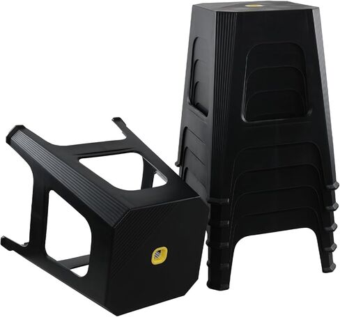 6 عبوات من Sandmovie بمقاعد بلاستيكية بارتفاع 18.7 بوصة بدون ظهر، مقاعد محمولة للتعشيش، مقعد مربع، أسود in Kuwait